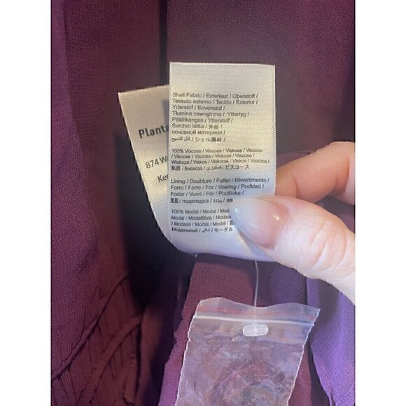 Farm Rio Ruffled Sheer Smocked Blouse Burgundy Maroon NWOT - Picture 10 of 12